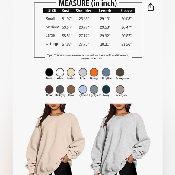 NWT Women’s Oversized Cream Crew Neck Sweater size: medium - Picture 3 of 3